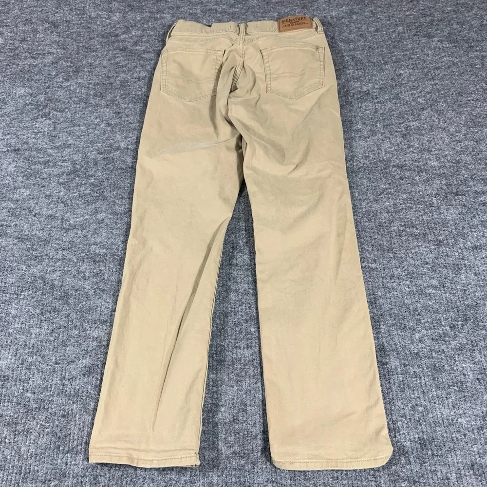 Levis‎ Pants Mens 30x30 Beige Denim Flat Front Straight Stretch Gold Signature